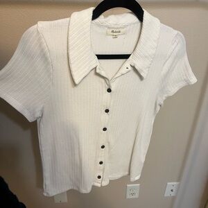 Madewell White Ribbed Button Down Shirt